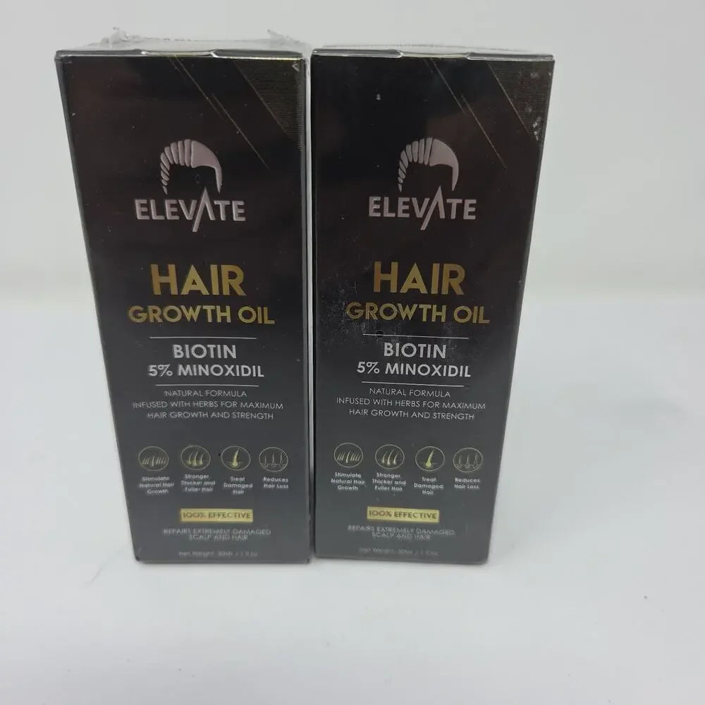 Hair Growth Oil 2 pack - 5% Minoxidil + Biotin for Thinning Hair - Elevate 1oz